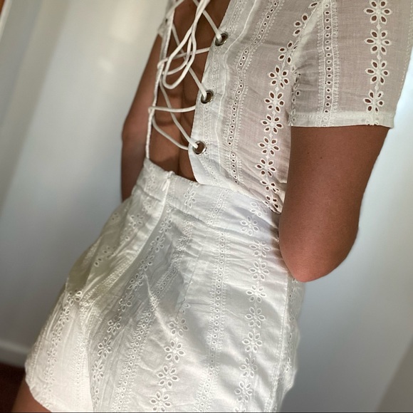 Choies | Laced Up Eyelet Lace Romper - Picture 7 of 11
